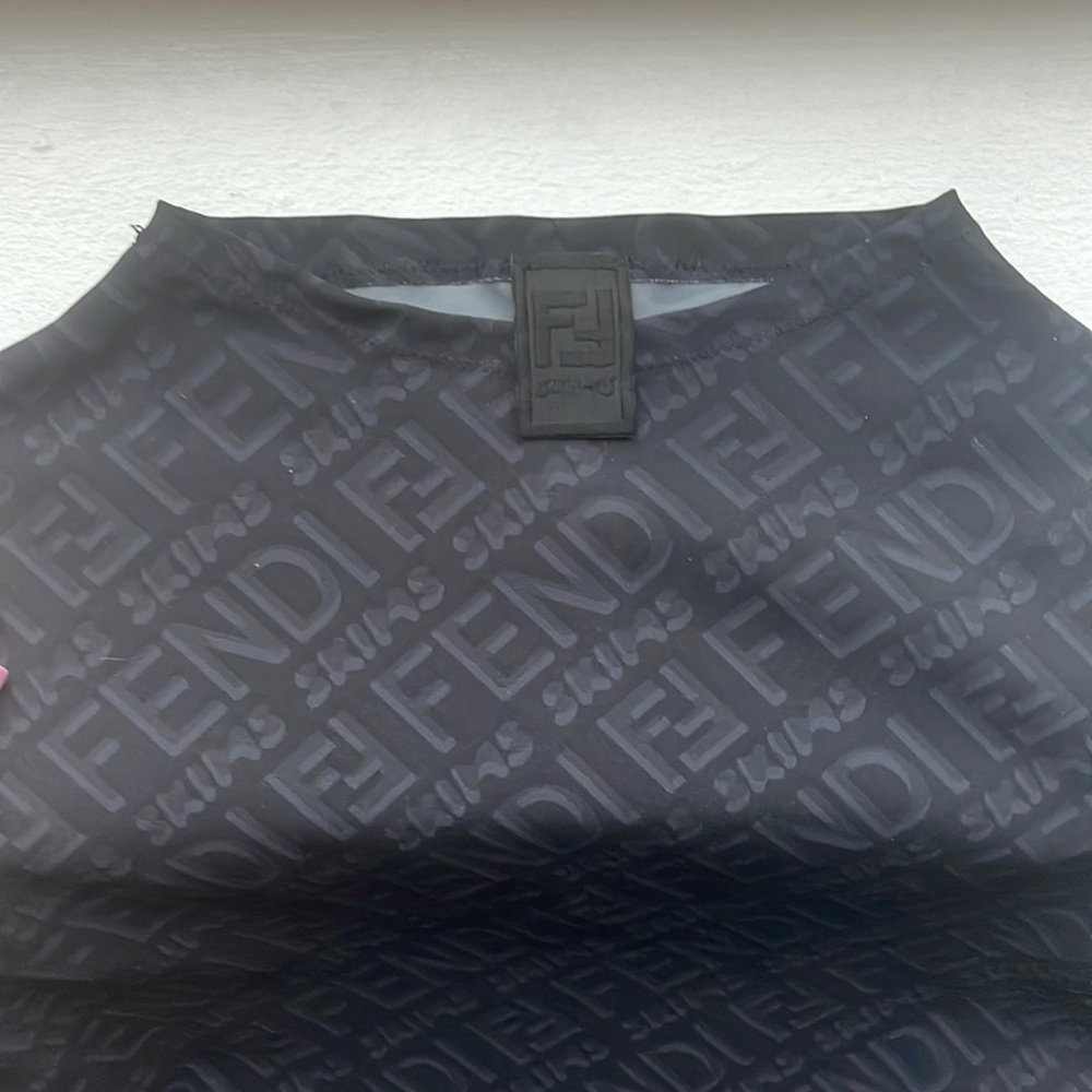 Skims x Fendi Monogram Long-Sleeve Bodysuit in Black - Picture 5 of 5